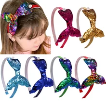 8 Pcs/Lot Sequins Hair Band For Girls Mermaid Pearls Headbands Handmade Korea Hair Hoop Kids Fashion Hair Accessories (2)