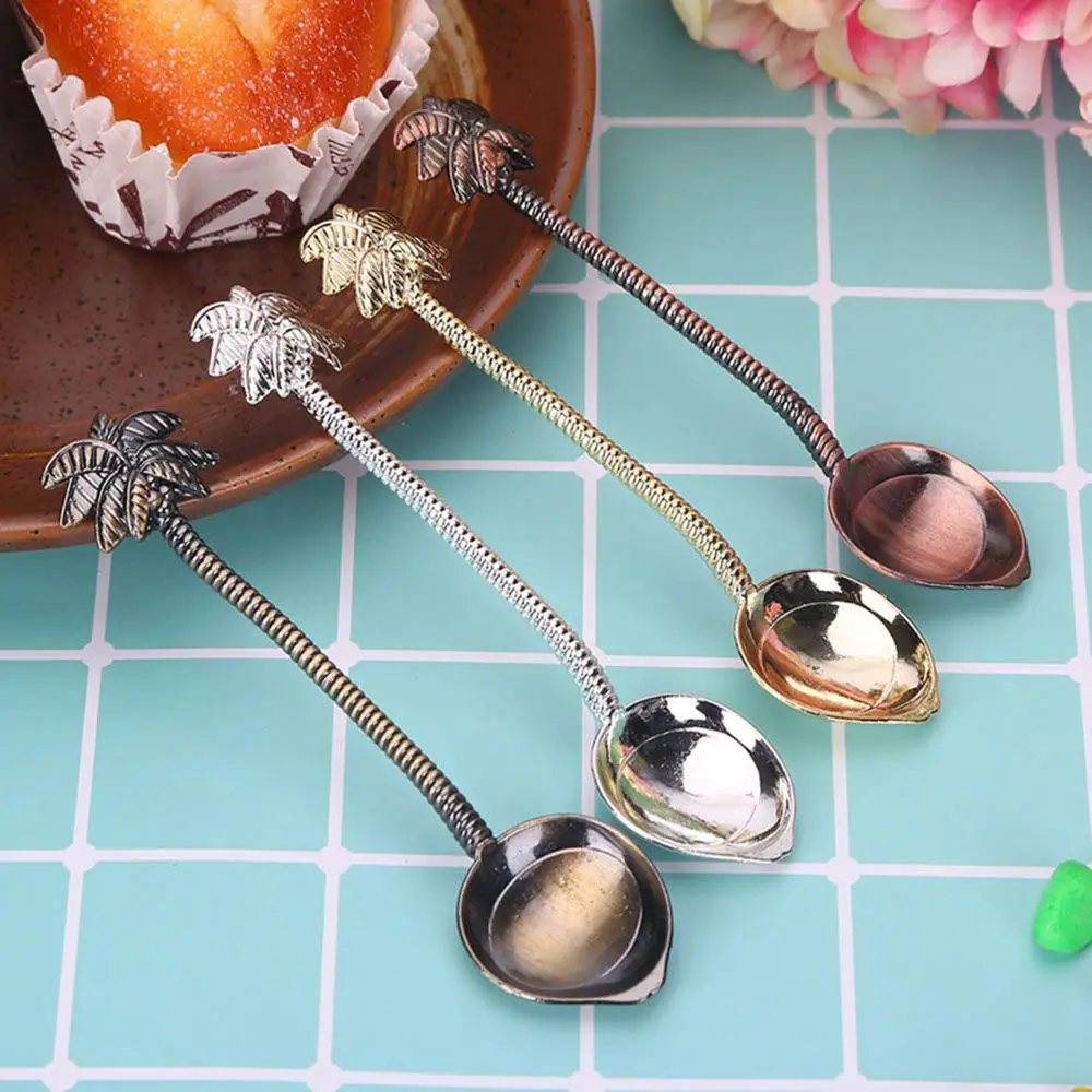 

1pcs Coconut Tree Tea Coffee Spoon Ice Cream Small Decoration Zine Alloy Gift For Bar Party