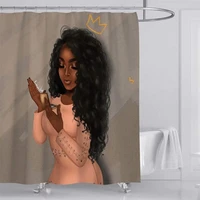 jofei black woman shower curtain for bathroom african american black cute girl bathroom set with hooks waterproof washable 72x