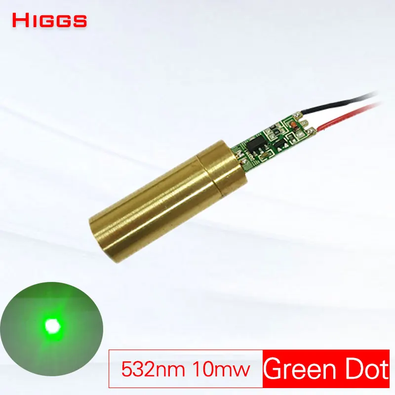 

High quality 532nm 10mw bright green dot laser module industrial grade toy gun laser sight locator DC 3V pointer brass
