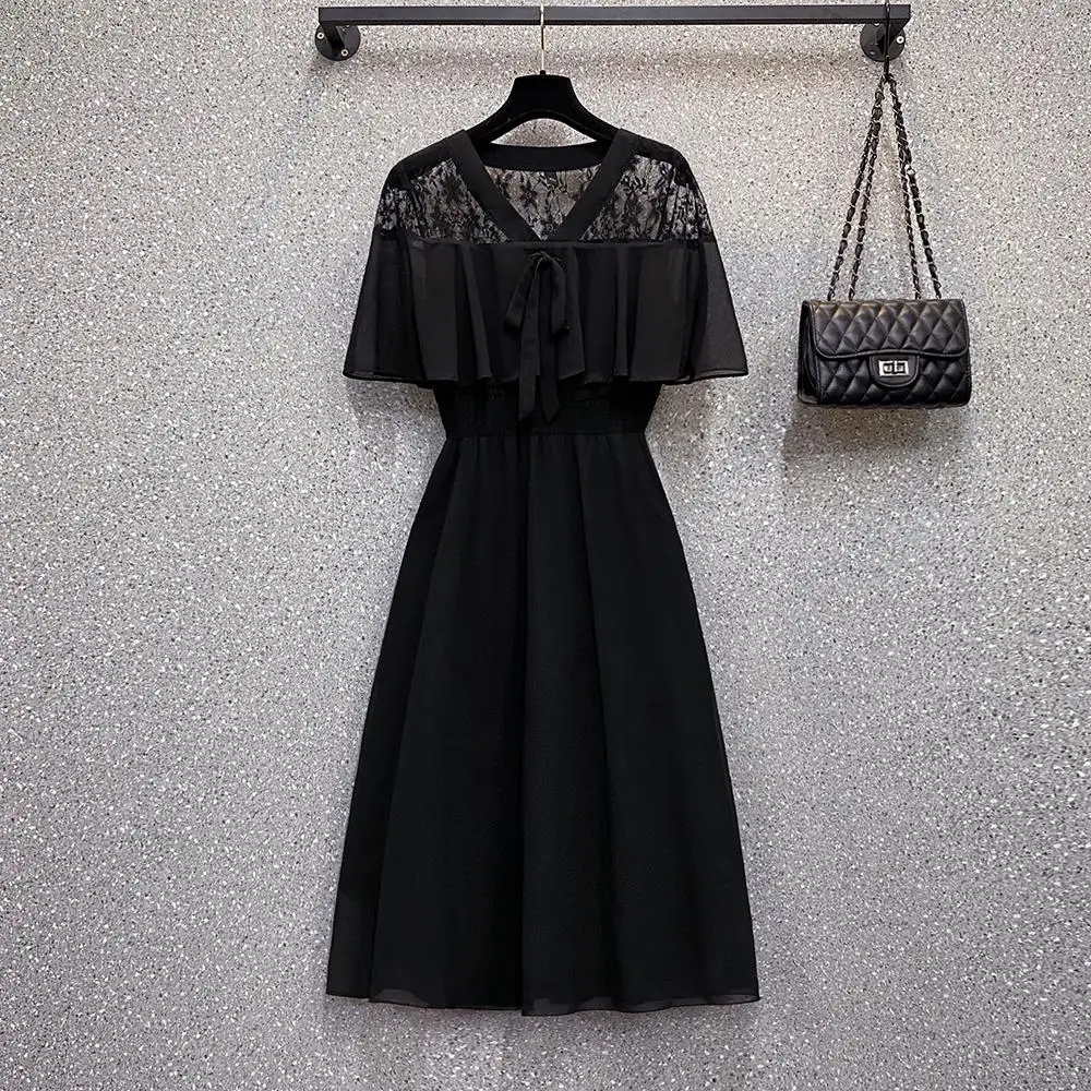 

Женское платье с коротким рукавом, v-образным вырезом, до колена