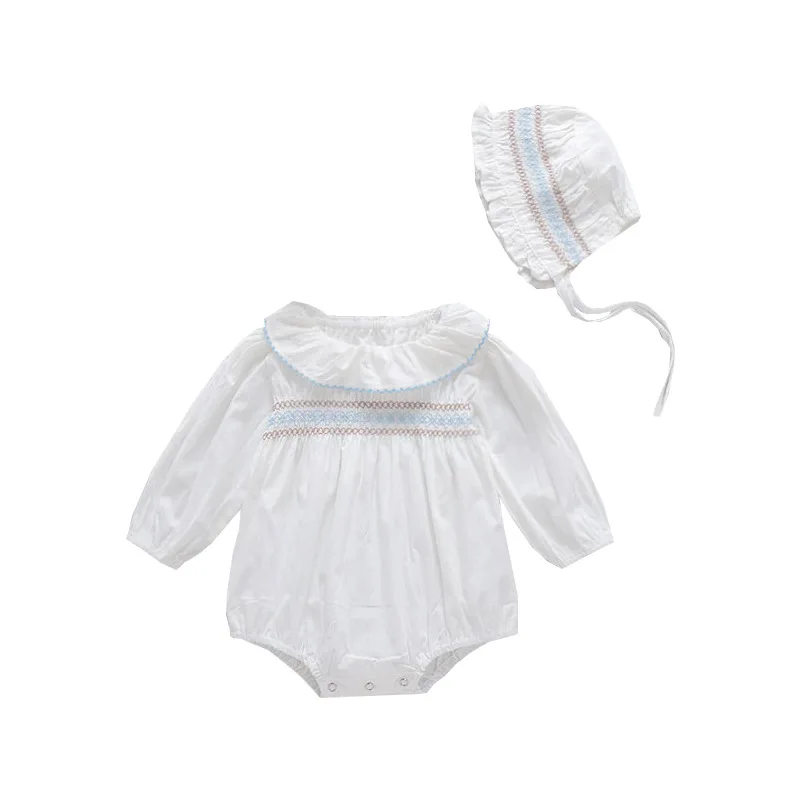 

Infant Girls Clothing One Piece Long Sleeve Spring Autumn White Romper Sets Cotton Lotus Leaf Collar Sweet One Piece Body Suits