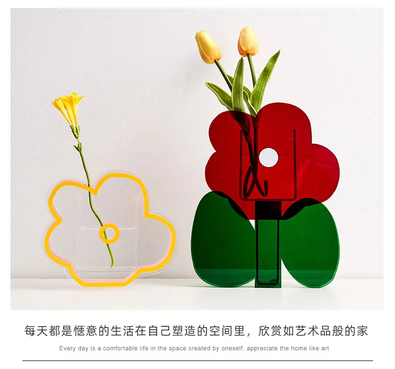 

Acrylic Water Vases Creative Nordic Minimalist Geometric Decor Vases Cute Flower Desktop Wohnzimmer Deko Room Decor DI50HP