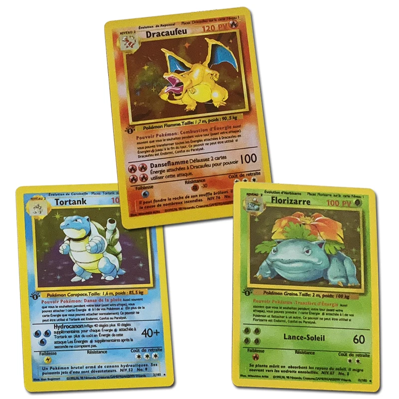 Tarjetas de Pokemon franc&eacute;s de primera edici&oacute;n, 1996 a&ntilde;os, tarjetas de juego de colecci&oacute;n-0