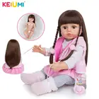 KEIUMI 55 см Прекрасный Reborn Boneca силиконовые всего тела винил Reborn для маленьких девочек куклы реалистичные подарки на день ребенка кровать времени друг детства