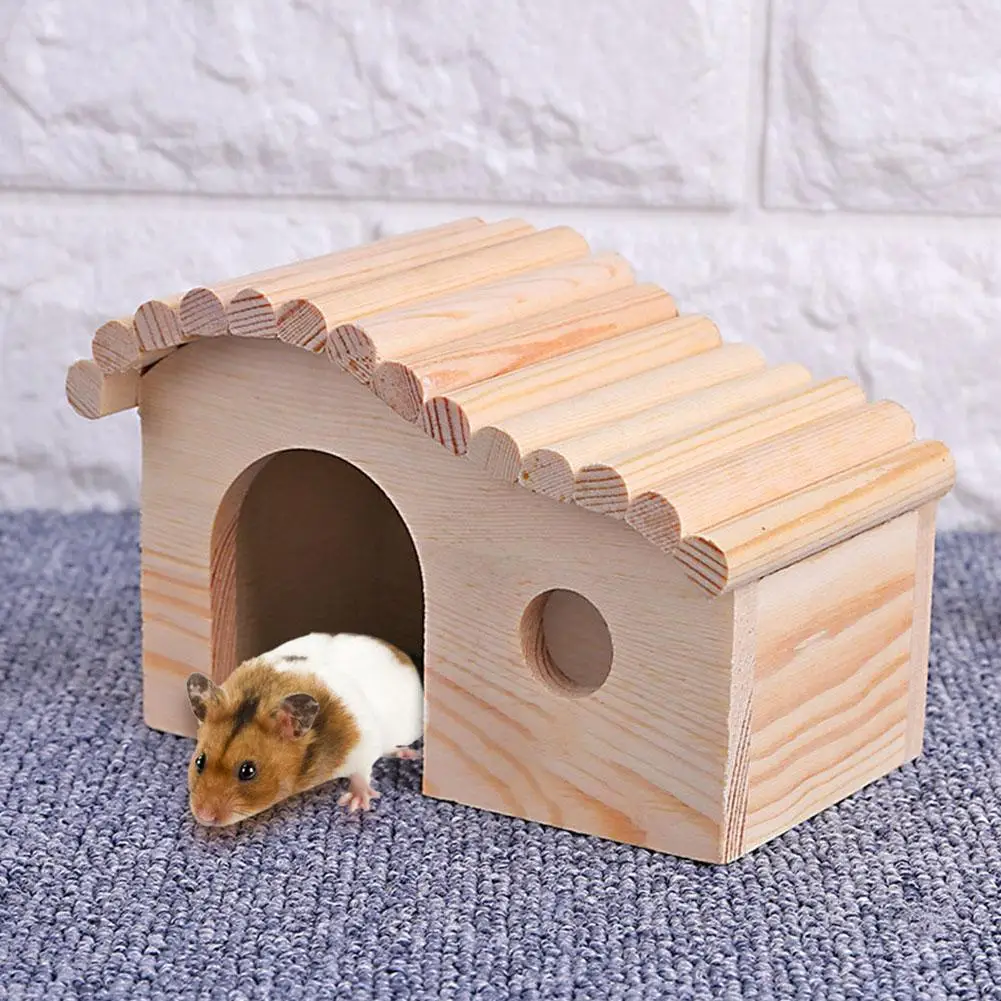 Деревянный дом хомяка Nest house без запаха Нетоксичная деревянная хижина и замок