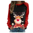 Женские свитшоты с милым рисунком повседневные рождественские реглан с длинным рукавом футболки блузки Худи овериз женском