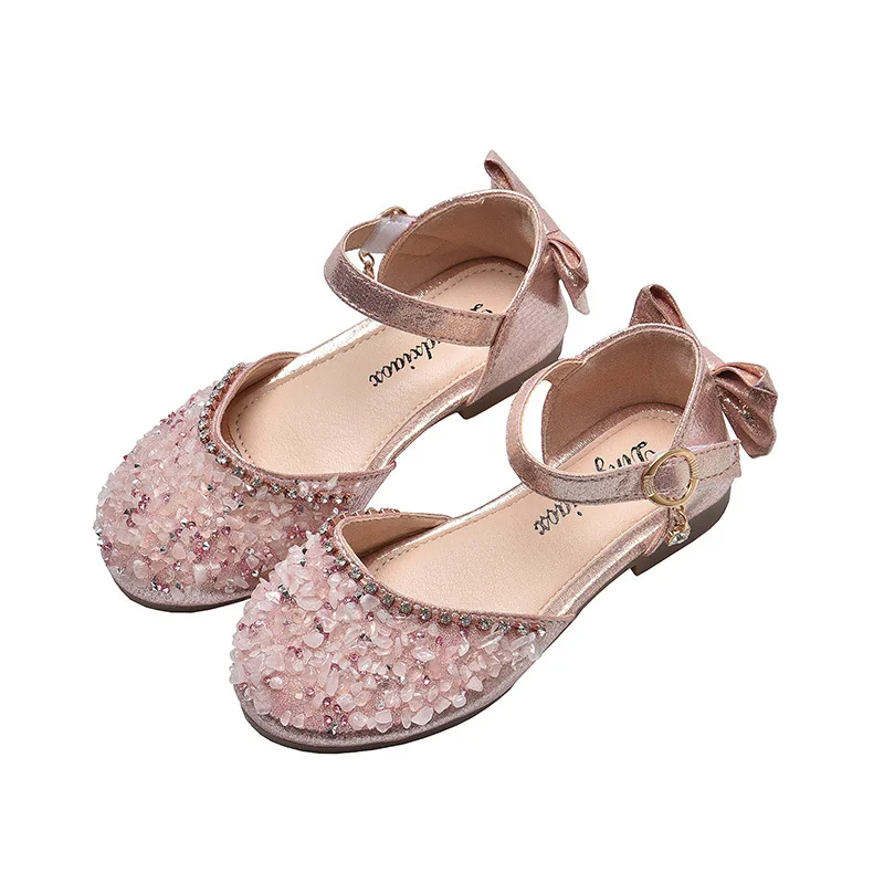 

Summer Kids Girls White Pink Sandals Broken Crystal Sequins Princess Dance Shoes Party Show Beach Shoes Birthday Gifts for Girls
