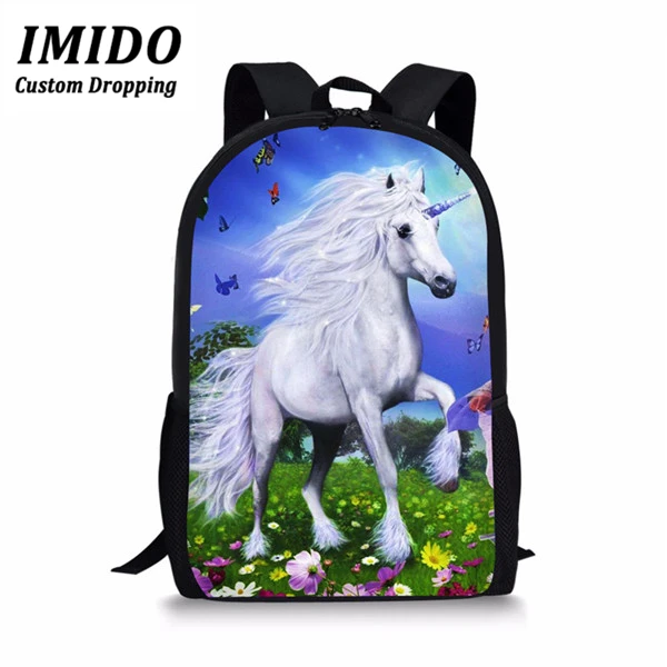 Рюкзак с принтом единорога школьный рюкзак для мальчиков и девочек подростков