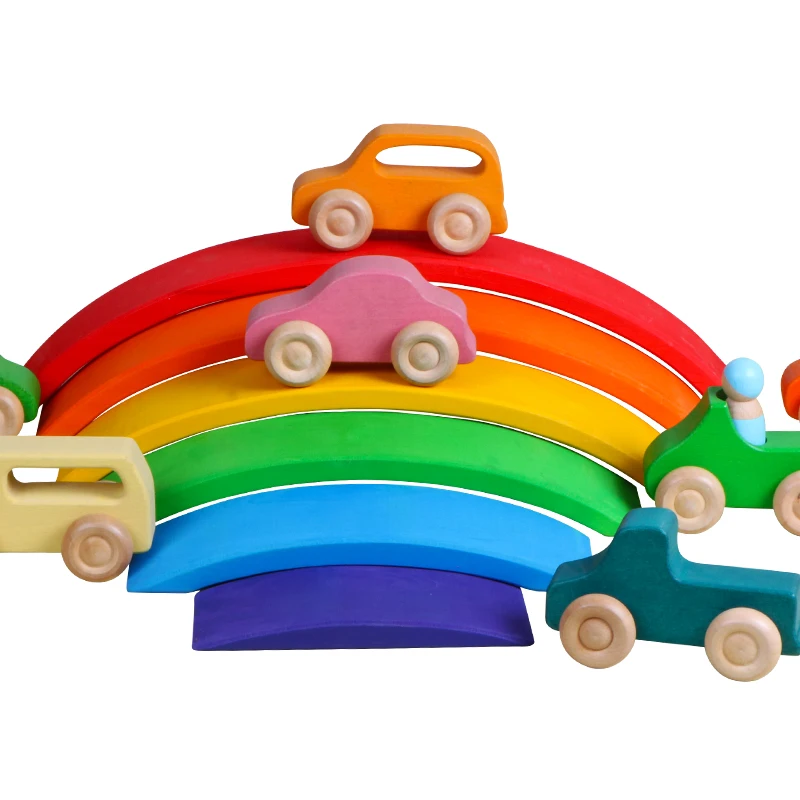 

Baby Toys Wooden Blocks Rainbow Stacker Toys For Kids Creative Rainbow Building Blocks Educational Toys For Children