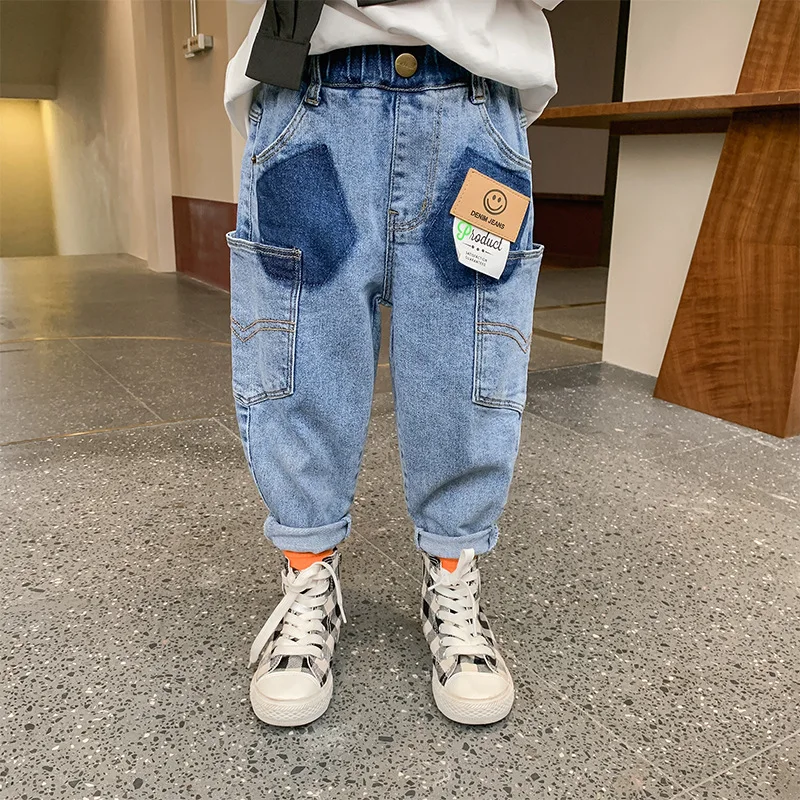 

Splicing Baby Spring Autumn Jeans Pants For Boys Children Kids Trousers Clothing Teenagers Gift Home Outdoor High Quality