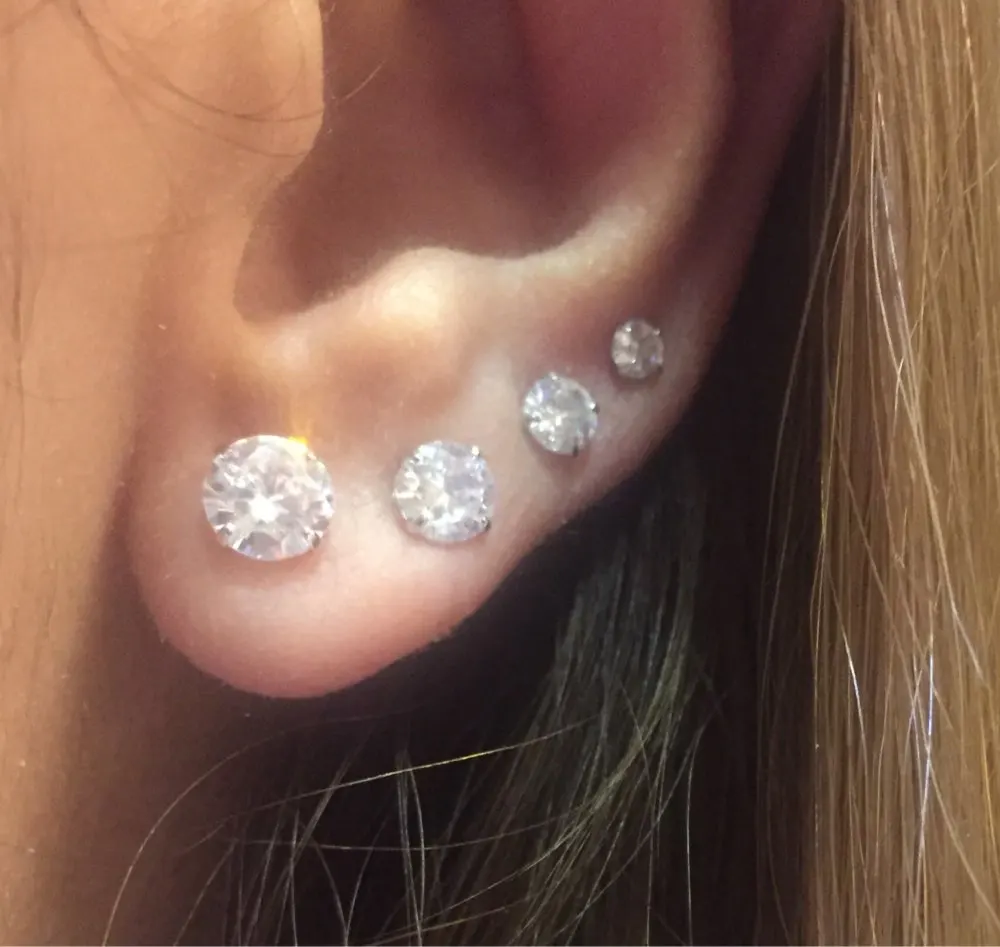 Женские и мужские серьги-гвоздики из серебра 925 пробы с фианитом | Украшения