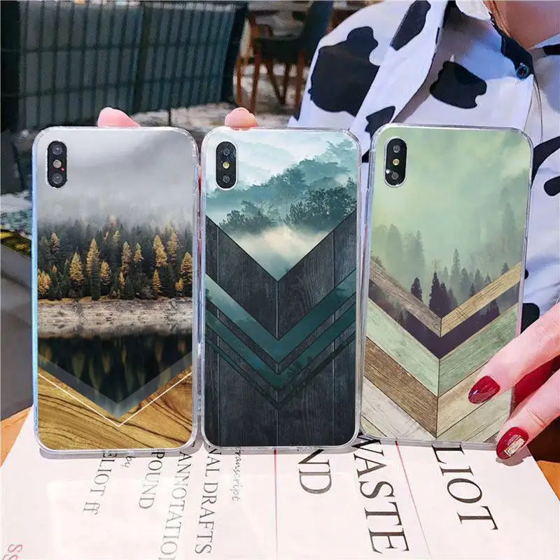 

YNDFCNB Forest Geometry Wood Nature Phone Case for iphone 13 11 12 pro XS MAX 8 7 6 6S Plus X 5S SE 2020 XR fundas