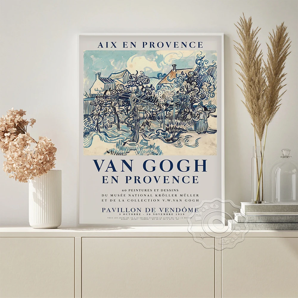 

Vincent Van Gogh Exhibition Museum Vintage Art Prints Poster Landscape Retro Canvas Painting Bedroom Home Decor Wall Picture