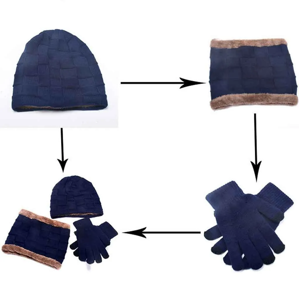 Детская зимняя шапка для мальчиков и девочек нагрудник перчатки костюм-тройка