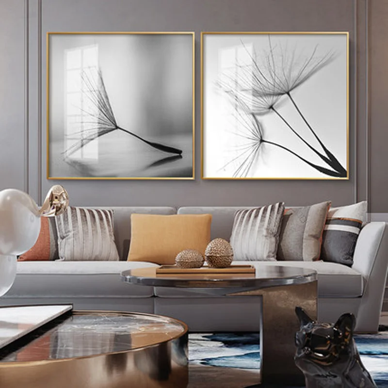 Черный белый цветок одуванчика Холст плакат природа Северное растение