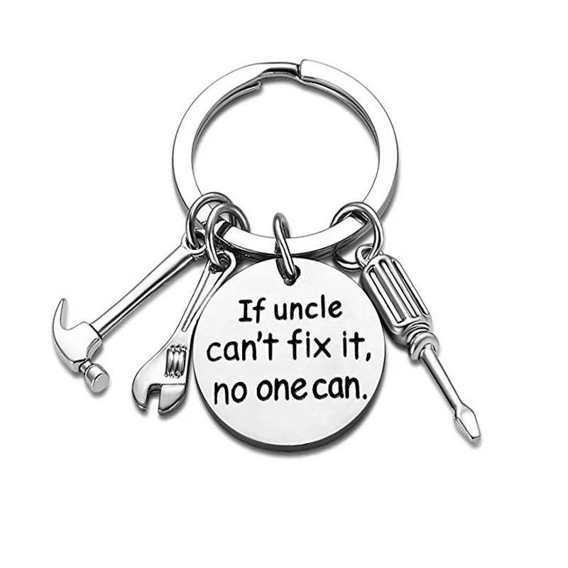 

Father's Day Keychain If Dad can`t fix it Stainless Steel Hammer Screwdriver Wrench Dad Tool