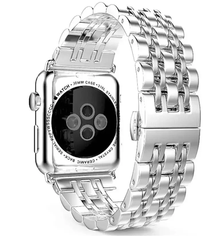 Мужской прочный браслет из нержавеющей стали для Apple Watch 5 4 3 2 1 металлический браслет или ремешок для ручных часов Apple Butterfly Пряжка для Apple Watch ремешок золотистый