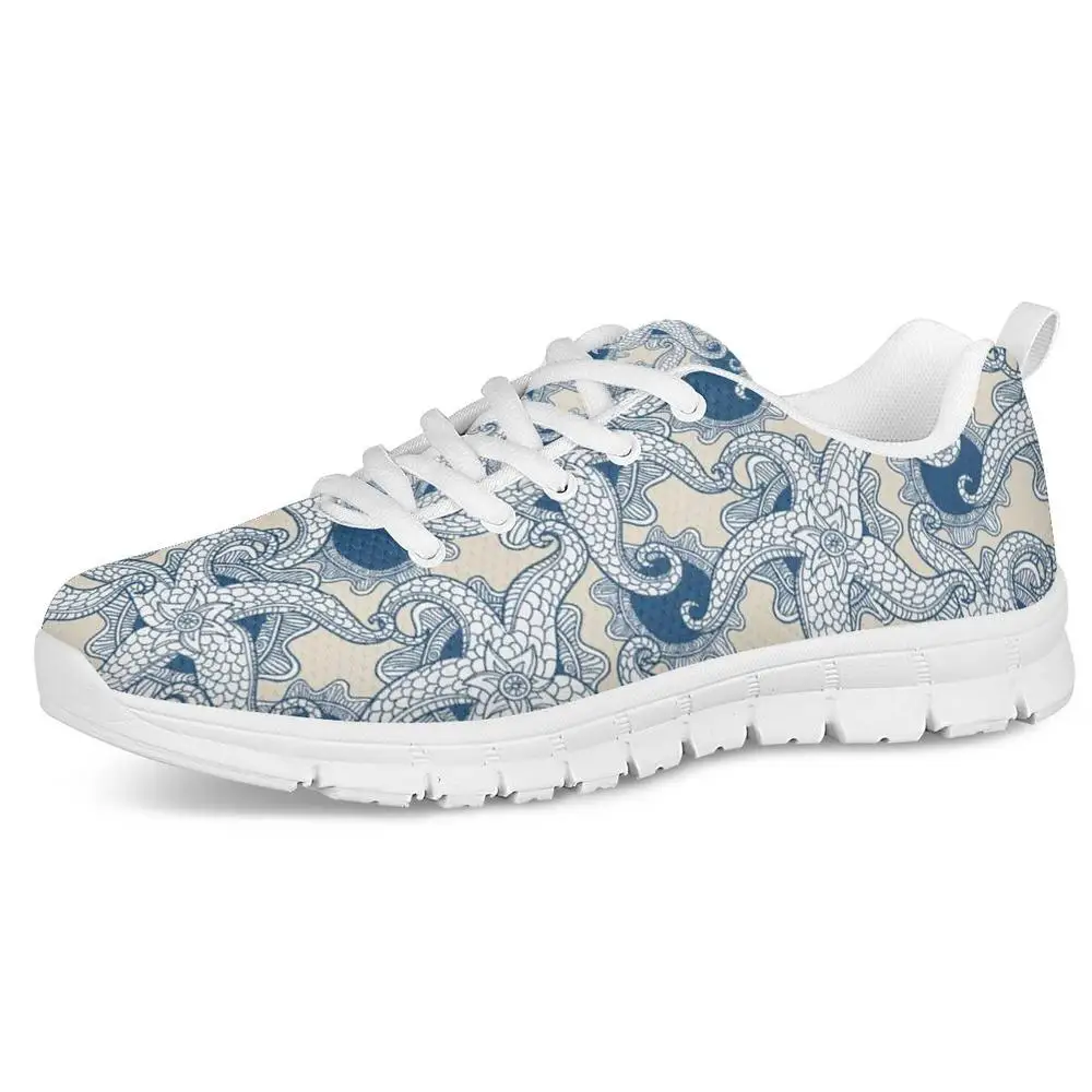 

Кроссовки женские для бега, мультяшный рисунок осьминога, океан, плоская подошва, дышащие, повседневная обувь для кормления, весна/осень