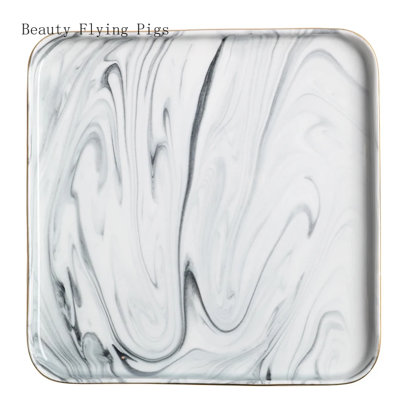 Минималистичная керамическая тарелка в стиле Ins плоская для суши квадратный