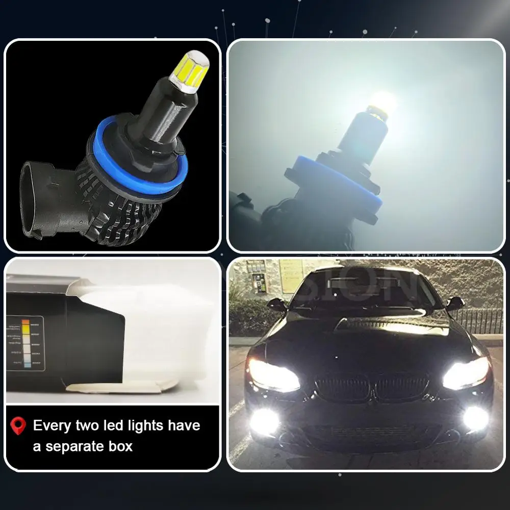 

2 pcs 8 CSP chips Canbus 9006 H11 led headlight bulbs car Fog light Auto front running driving lamp 1200lm 12-30V White