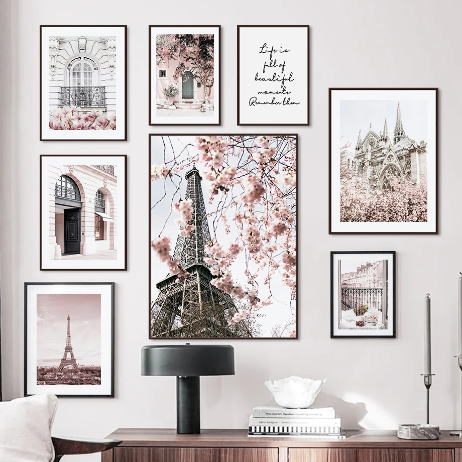 

Paris Flower Canvas Picture Wall Decoration Posters and Prints Landscape Eiffel Tower Canvas Paintings for Interior Frameless