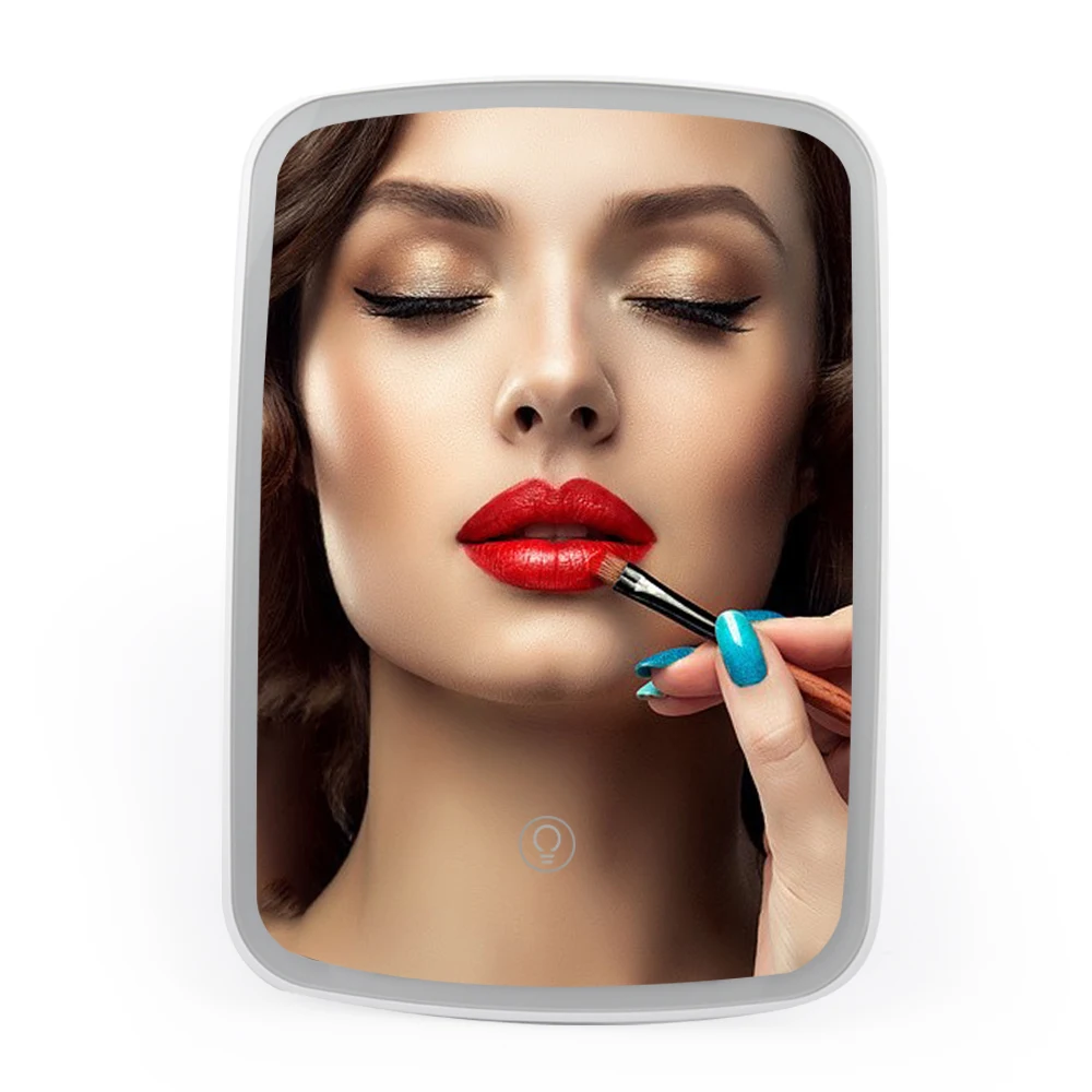 

LED Makeup Mirror Portable Desktop Ladies Makeup Light Mirror Adjustable Touch Dimmer Women Girls Home Use Rectangle Mirrors