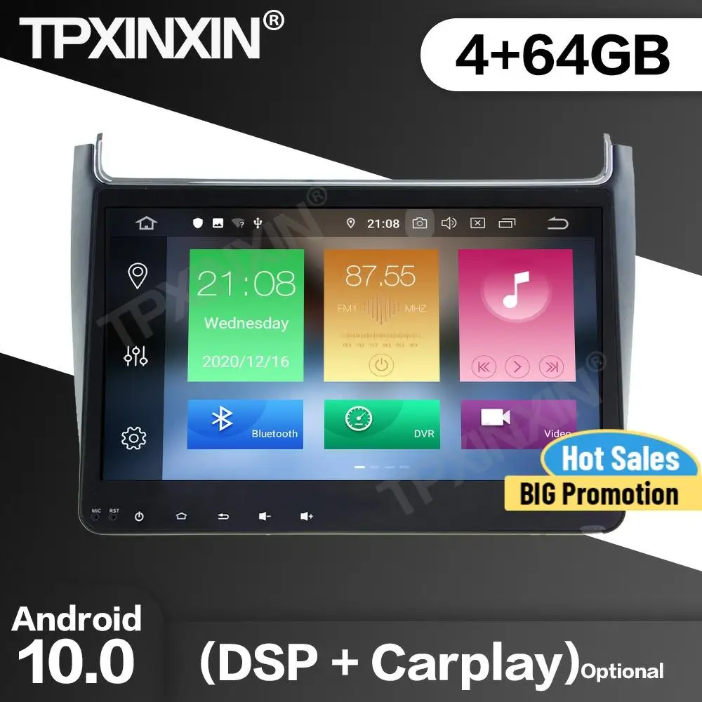 

64G carplay Car Radio 2 Din Stereo Receiver Android10 For VW Volkswagen POLO 2016 GPS NAVI Multimedia Player Recorder Head Unit