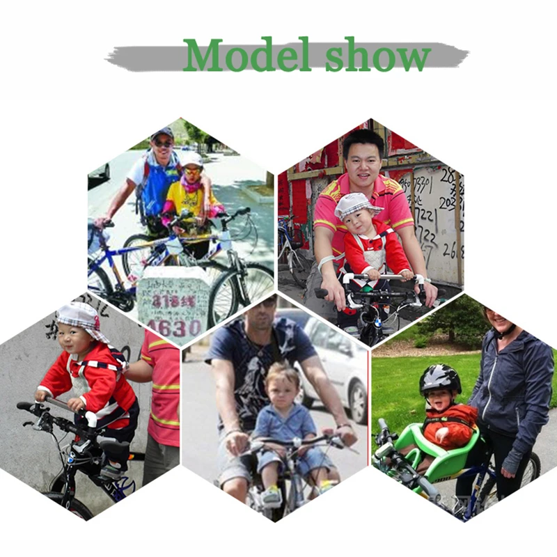 Детское сидение для горного велосипеда с передним креслом, подлокотниками, защитной перилой и педалями для велосипеда с диаметром колес до 5 дюймов.