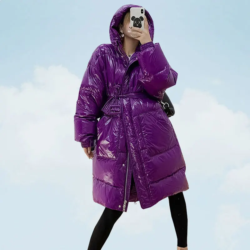 Purple 80% качественный женский зимний пуховик, пуховики, пальто, женская парка, Свободное пальто, женская толстая теплая верхняя одежда TY597 - Цвет: Purple