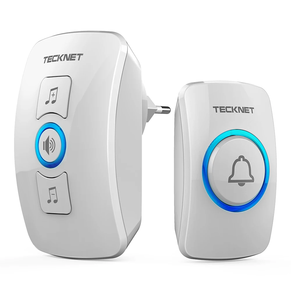 TeckNet беспроводной дверной звонок беспроводной IP33 Водонепроницаемый дверной звонок с европейской вилкой с 32 мелодиями, мелодии, умный дом, 250 м Диапазон 100-240 В - Цвет: WA658-White-1x1