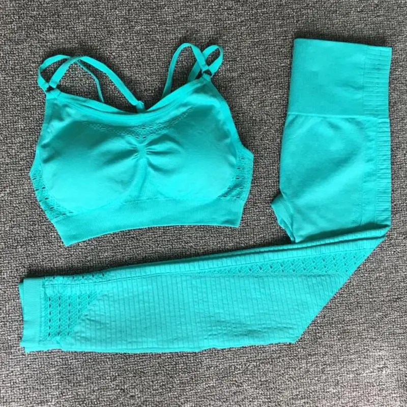 Женские Бесшовные комплекты для йоги с высокой талией сетчатые леггинсы