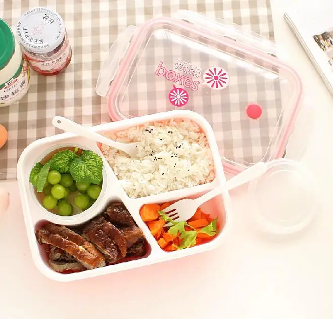 1200ml double-layer lunch box with spoon fashion portable microwave healthy container meal preparation plastic food lunch box