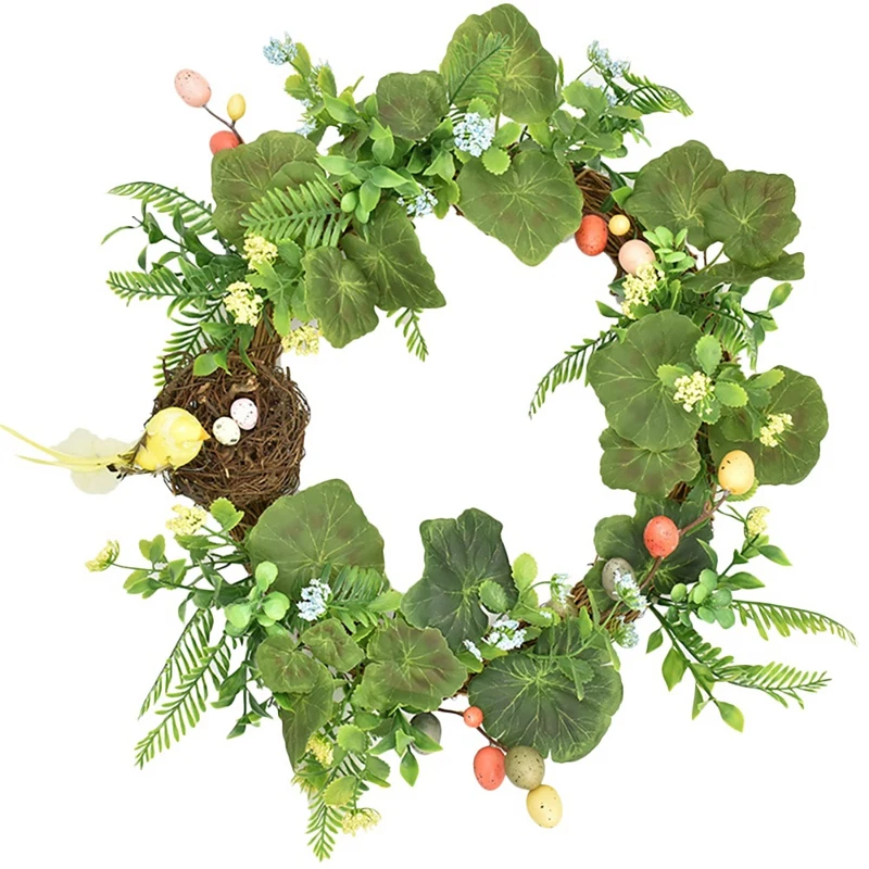

Artificial Easter Birds Wreath Egg Wreath for Front Door Wall Window Wedding Party Farmhouse Garden Office Home Decor