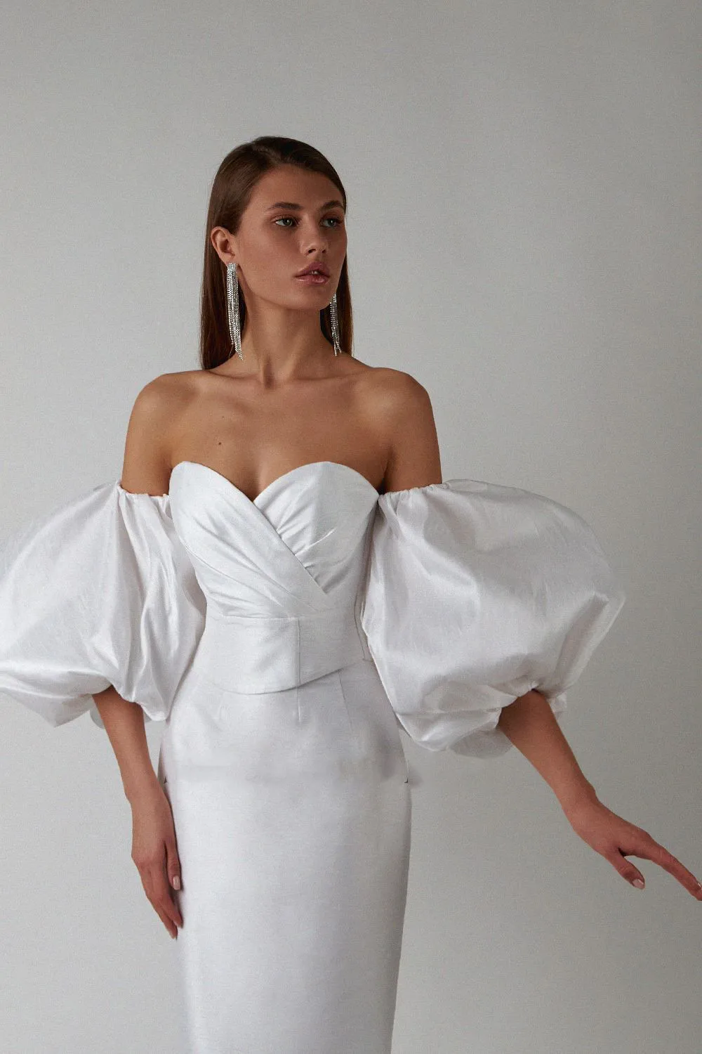 

2022 Puff Sleeves Prom Dresses Sweetheart Backless Simple Evening Dress Fashions Outfits Party Gown robe de soirée de mariage