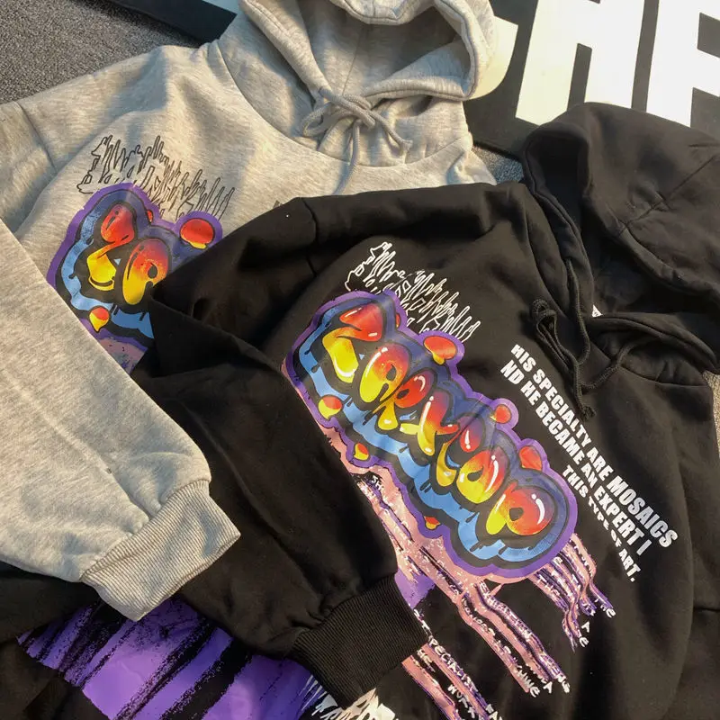 Худи в стиле Харадзюку С надписью и графическим рисунком граффити уличная одежда