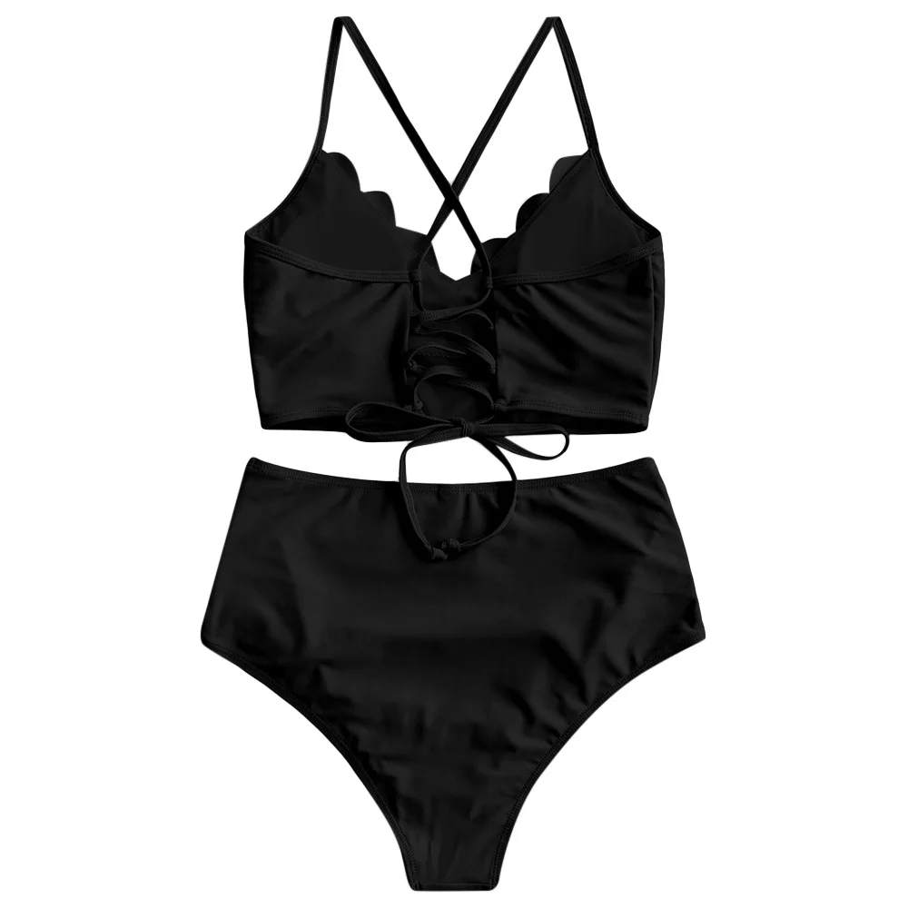 Женский раздельный купальник ZAFUL кружевной купальник-танкини с рюшами и