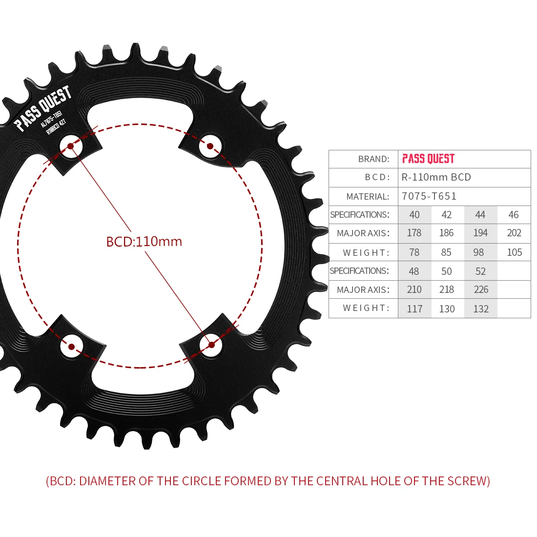 PASS QUEST 110BCD Oval chainring crankset Road Bike Chainwheel For R7000 R8000 DA9100 40T-52T | Спорт и развлечения