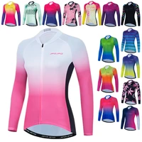 pink white autumn cycling jersey women long sleeve spring bicycle clothing tops pro team mtb bike jersey racing cycling jacket