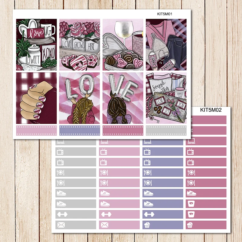 7 листов/упаковка романтическая еженедельная наклейка на День святого Валентина