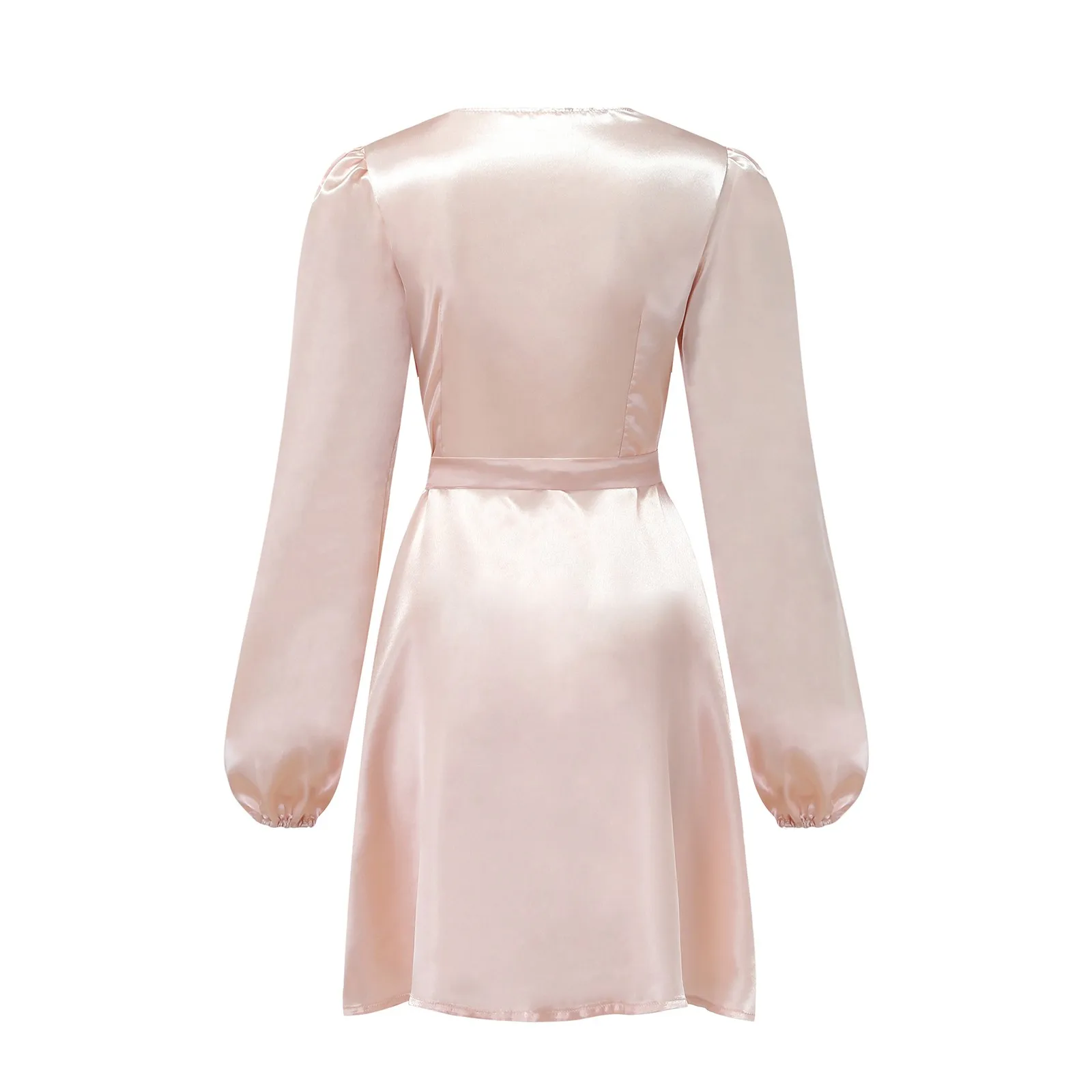

Women Fashion Plain Puff Sleeve Ruffled Button Long Sleeve Dress 2021 vestido de mujer Dress women dresses