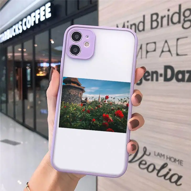 

Cottagecore Style Phone Cases matte transparent For purple iPhone 7 8 x xs xr 11 12 pro plus max mini Clear Funda