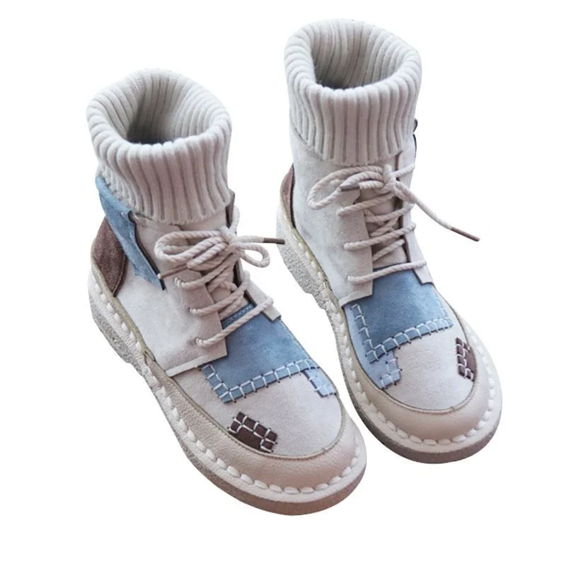 

Женские ботинки на плоской подошве, удобная обувь на шнуровке с мягкой подошвой, шерстяные ботинки-мартинсы, женские ботинки-носки