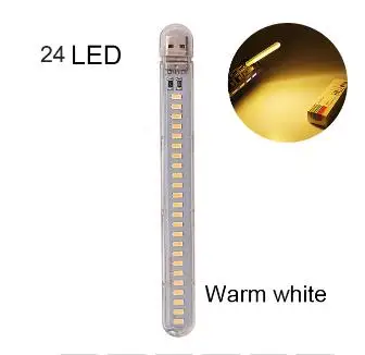 24leds warm DC 5 В Мини светодиодный Ночной светильник, портативный 10 светодиодный s 24 светодиодный s USB настольная лампа для чтения, сгибаемый удлинитель, адаптер для США, книжный светильник s - Испускаемый цвет: 24leds warm