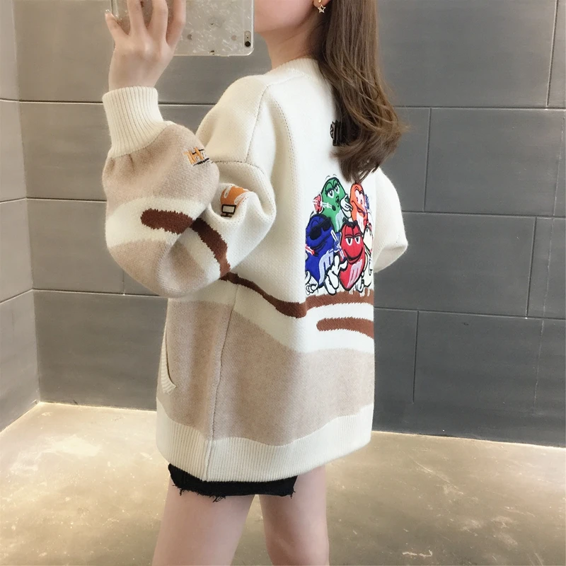 2021 New Style Popular Early Spring Clothing WOMEN'S Sweater Knitted Cardigan Loose Outer Wear Coat And Autumn |