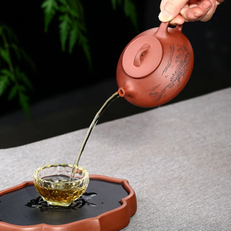 Исин чайник Оригинал мин прозрачный цемент фиолетовый песок плоский пузырьковый