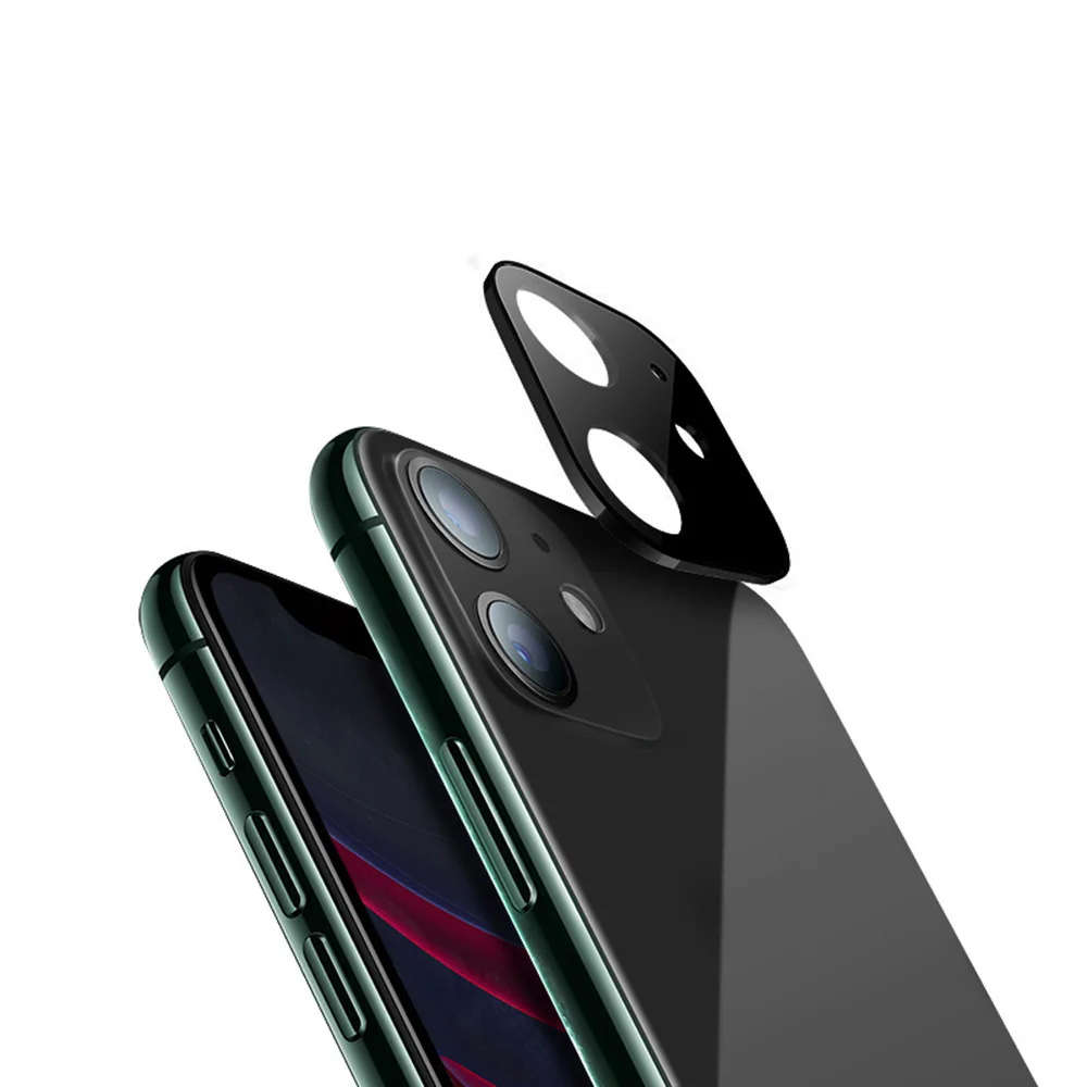 Для iPhone 11 6,1 дюйма Защитная металлическая рамка Полное покрытие стекло сотовый телефон объектив экран Защита от царапин - Цвет: Черный