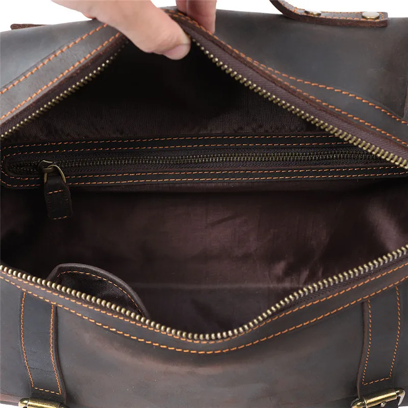 Retro men's genuine leather briefcase natural cowhide messenger bag daily simple large-capacity shoulder bag computer bag