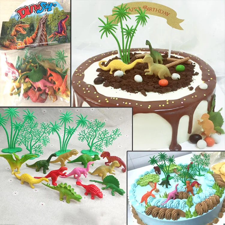 12 шт./компл. тропический Топпер для торта в джунглях с динозавром вечерние