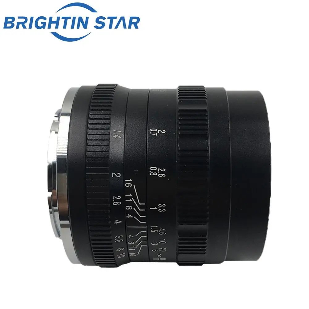 Brightin star 50 мм F1.4 с большой апертурой, с ручным фокусом, с фиксированным объективом, с беззеркальным объективом для камеры Fuji FX-mount APS-C